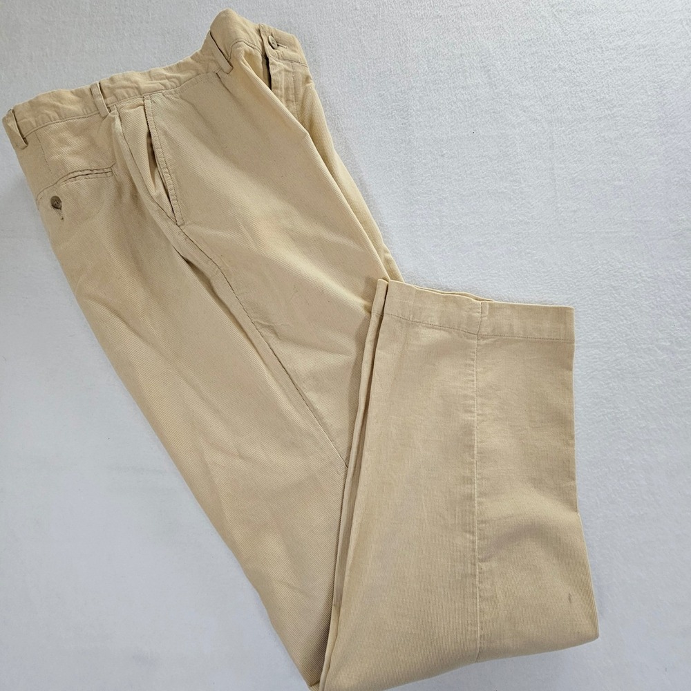 Polo Ralph Lauren Mens Cream Corduroy Pants 34x32 Cotton Straight Leg Trousers - Picture 10 of 10